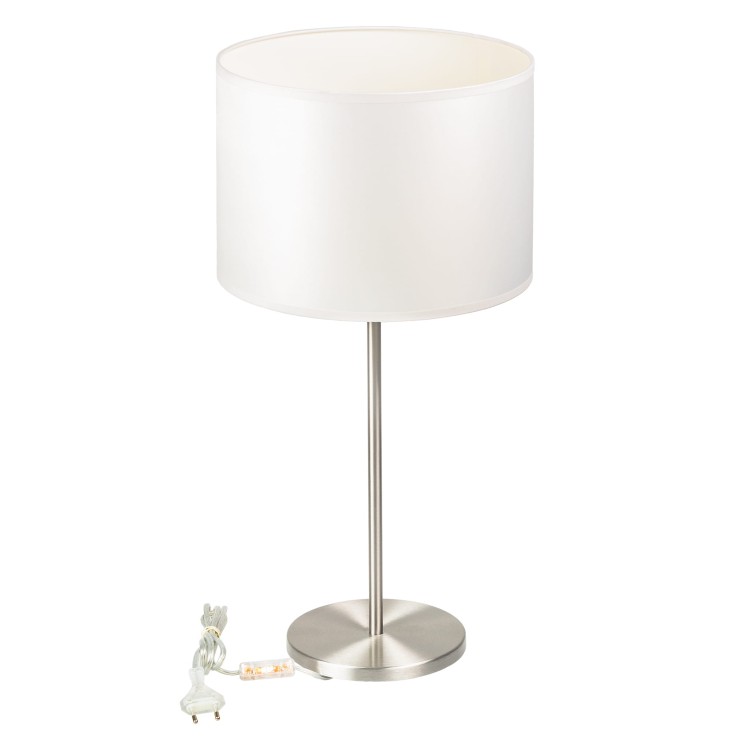 Bishop lampa gabinetowa wykonana z metalu, w komplecie z tkaninowym abażurem