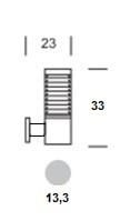 Bolard Wymiary: wysokość 13,3 cm, wysokość 33 cm, głębokość 23 cm