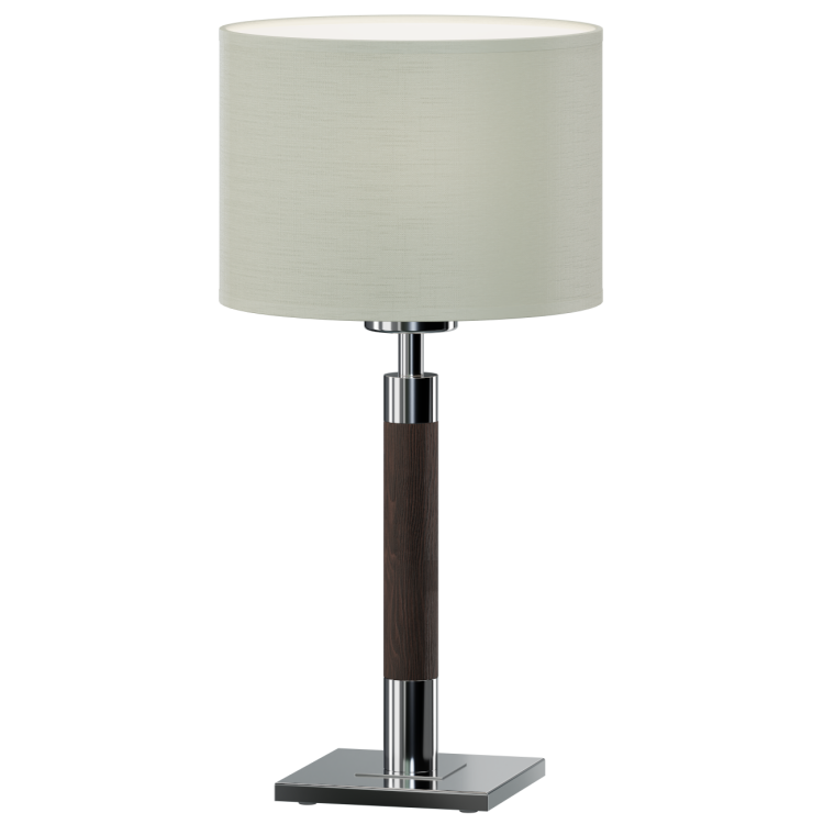 KAMA lampa nocna wykonana z metalu i drewna z tkaninowym abażurem