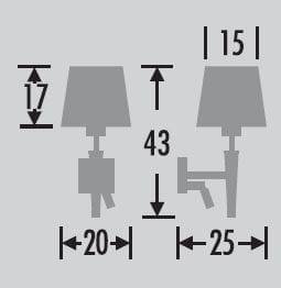 KLEO wymiary: szerokość 20 cm, wysokość 43 cm, głębokość 25 cm