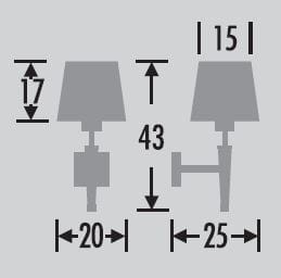 KLEO wymiary: szerokość 20 cm, wysokość 43 cm i głębokośc 25 cm
