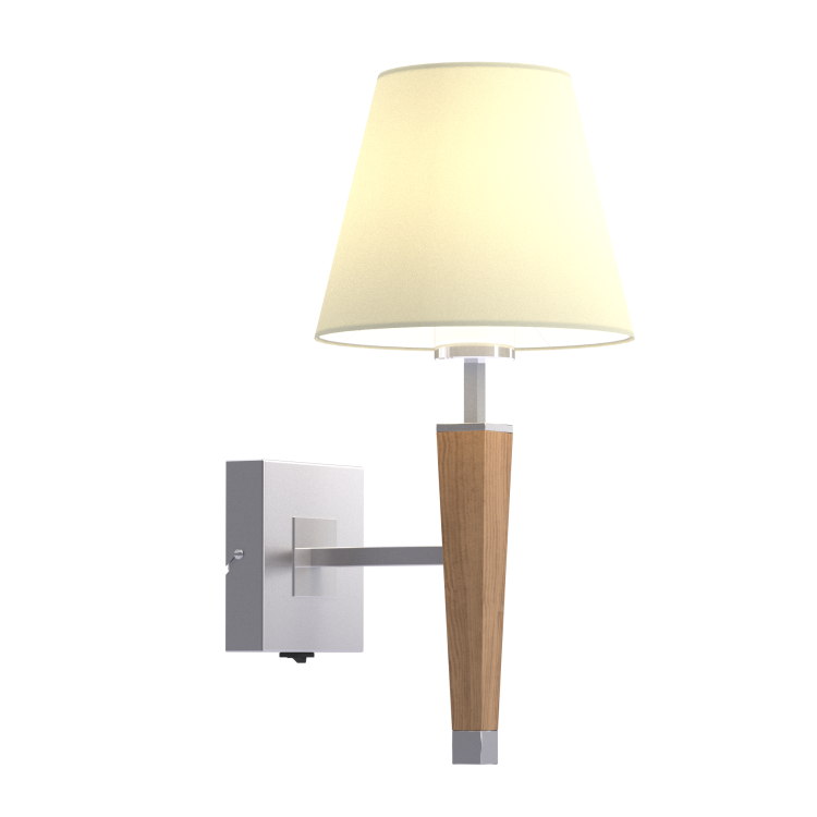 KLEO kinkiet wykonany z drewna i metalu z abażurem w  kształcie stożka