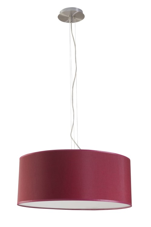 preciosa lampa sufitowa. Korpus metalowy, abażur tkaninowy w kształcie okręgu, wiszący na linkach