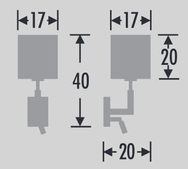 Ves wymiary: szerokość 17 cm, wysokość 40 cm, głębokość 20 cm