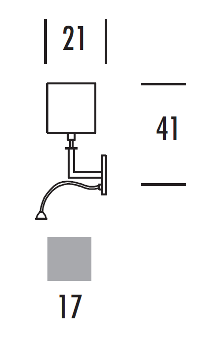 Ves wymiary: szerokość 17 cm, wysokość 41 cm i głębokość 21 cm