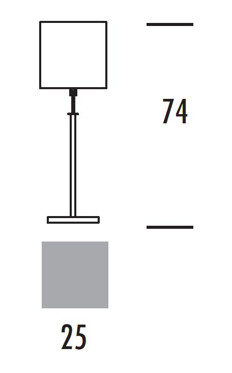 Ves wymiary: abażur 25 na 25 cm, wysokość lampy 74 cm