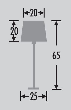 havana wymiary: średnica 25 cm, wysokość 65 cm