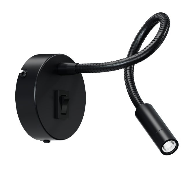 KANDEL kinkiet z okrągłą puszką i regulowanym wężykiem zakończonym LEDem.