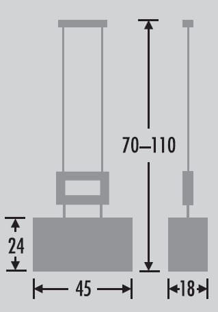 EVA wymiary: szerokość 45 cm, wysokość 70-110 cm, głębokość 18 cm