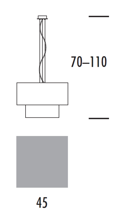 QUADRA wymiary: 45 x 45 cm, wyokość regulowana 70-110 cm