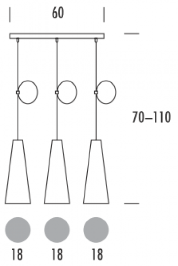 LUIZA wymiary: szerokość 60 cm, wysokość 70-110 cm