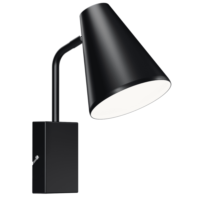 SCANDIC kinkiet na prostokątnej puszcze umieszczonej pionowo z wysiegnikiem oraz sto zkowym kloszek. Całość wykonana z metalu.