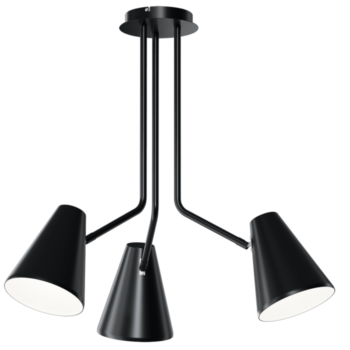 SCANDIC żyrandol 3 płomienny w całości wykonany z metalu razem z kloszami