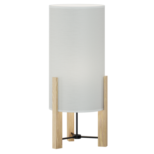 HIKARI lampa gabinetowa wykonana z drewna z tekstylnym abażuremw kształcie walca.