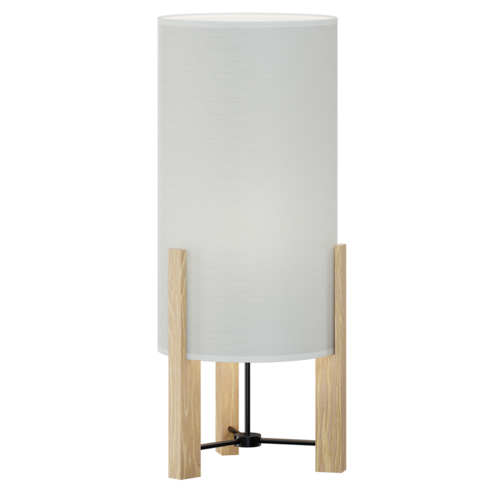 HIKARI lampa gabinetowa wykonana z drewna z tekstylnym abażuremw kształcie walca.