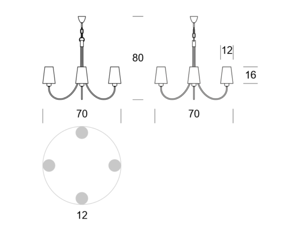 MODENA wymiary: średnica 70 cm, wysokość 80 cm