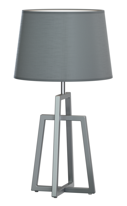 Cross lampa gabinetowa wykonana z metalowych profili z tekstylnym abażurem