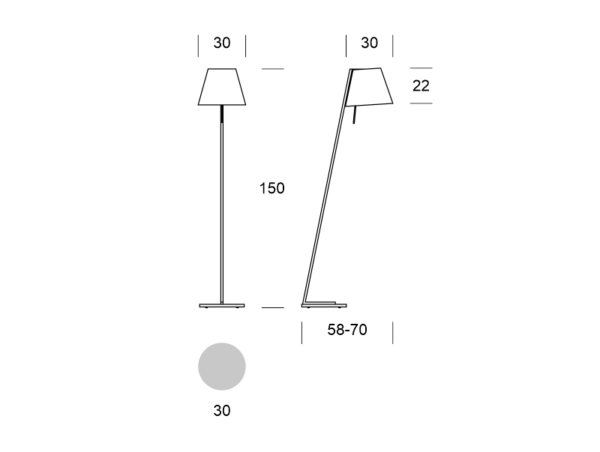PADWA wymiary: szerokość 30 cm, wysokość 150 cm, głębokość 58-70 cm