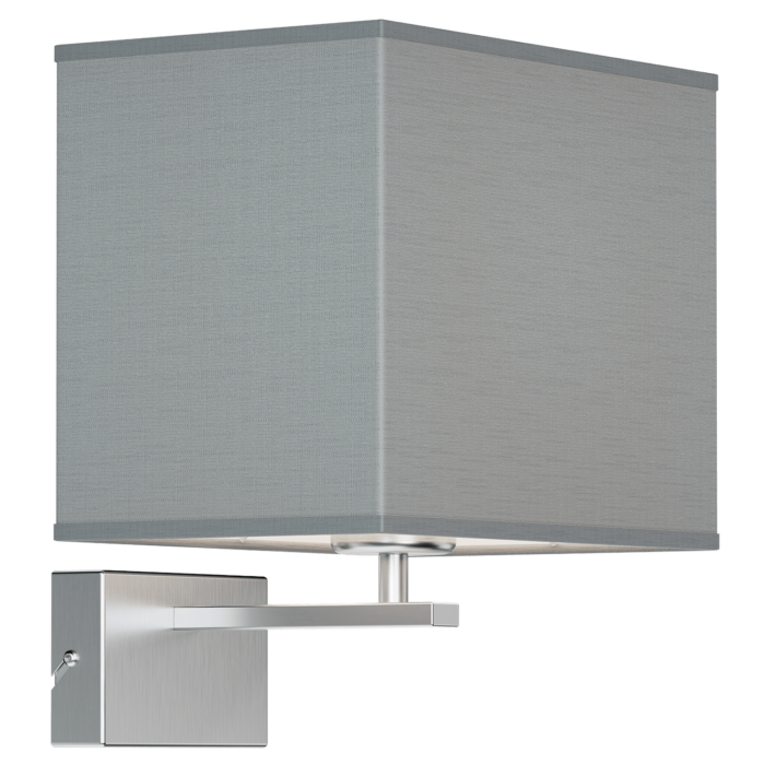 LUPUS kinkiet wykonany z metalu z tekstylnym abażurem w kształcie prostokąta i kolorze szarym