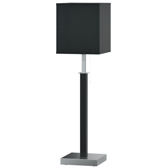 VES lampa gabinetowa. Korpus metalowy w kompecie z tekstylnym abażurem w kształcie kwadratu