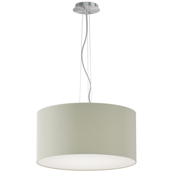 preciosa lampa sufitowa. Korpus metalowy, abażur tkaninowy w kształcie okręgu, wiszący na linkach