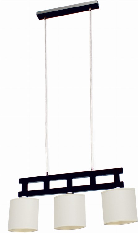 vigo lampa sufitowa trzy płomienna. Korpus drewniany w kształcie drabinki. Abażury tkaninowe w kształcie łódki.
