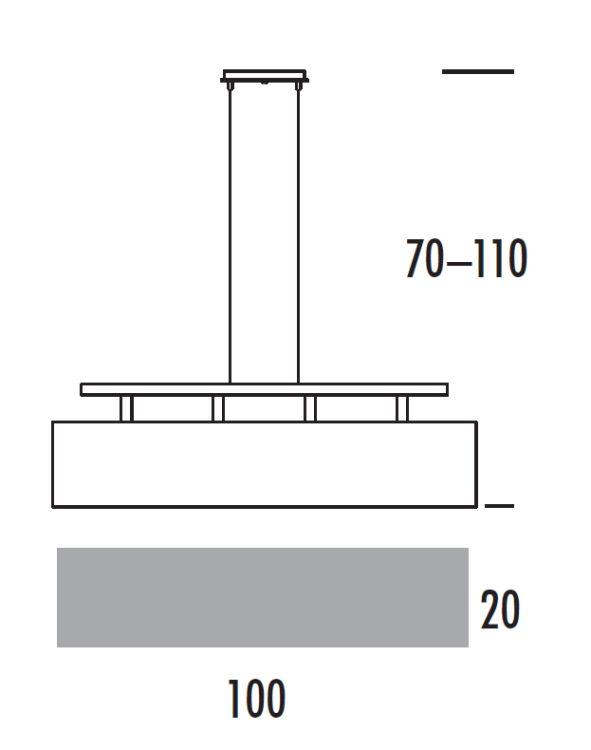 STUDIO wymiary: szerokość 100 cm, wysokość 70-110 cm, głębokość 20 cm